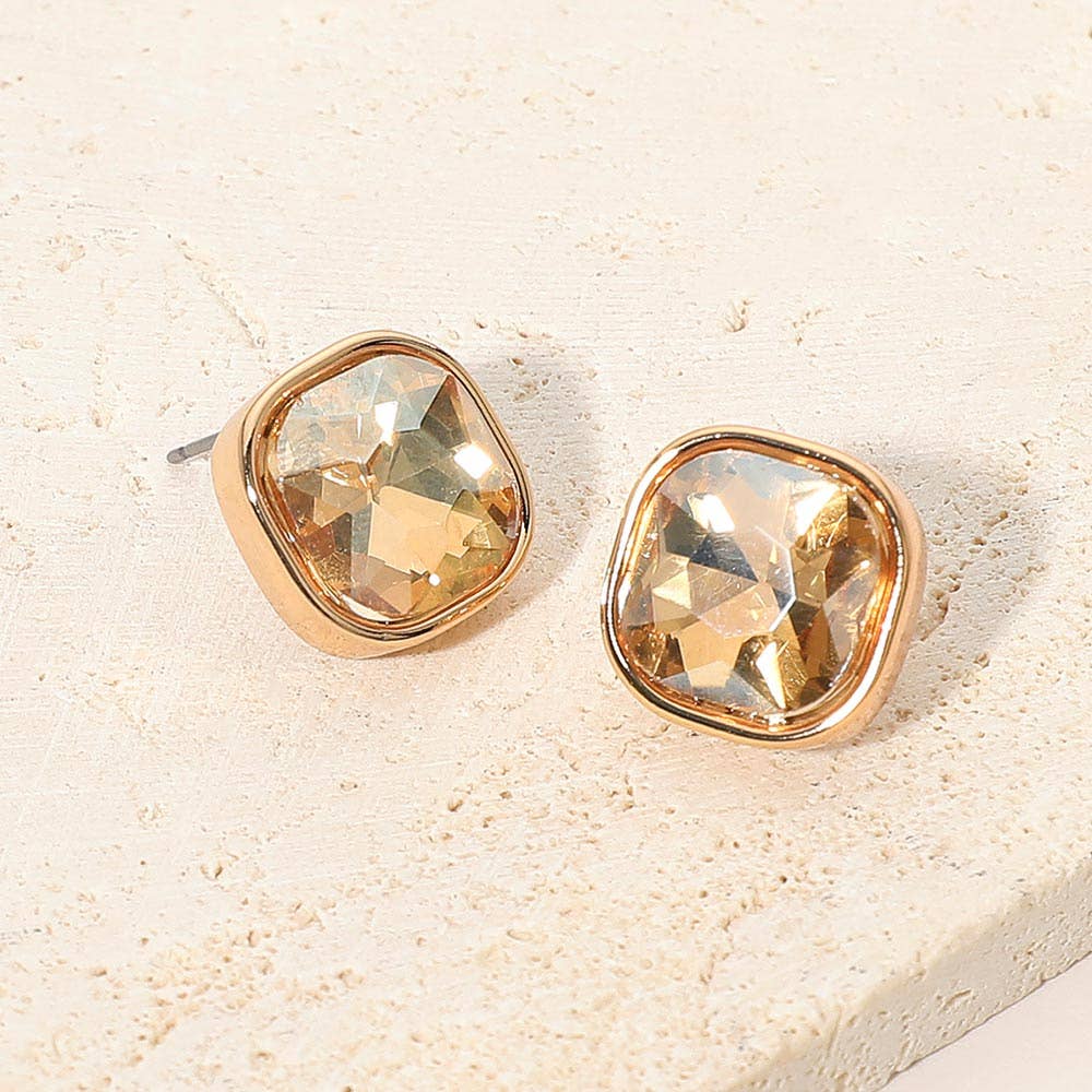 Square Cut Gem Evening Stud Earrings