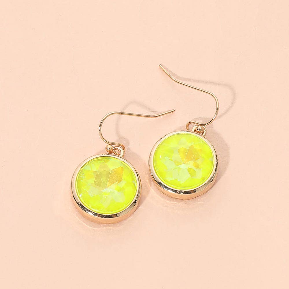 Round Faceted Stone Drop Dangle Earrings