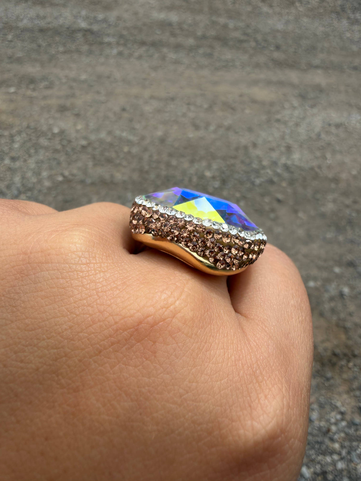 The AB Crystal Pavé Ring