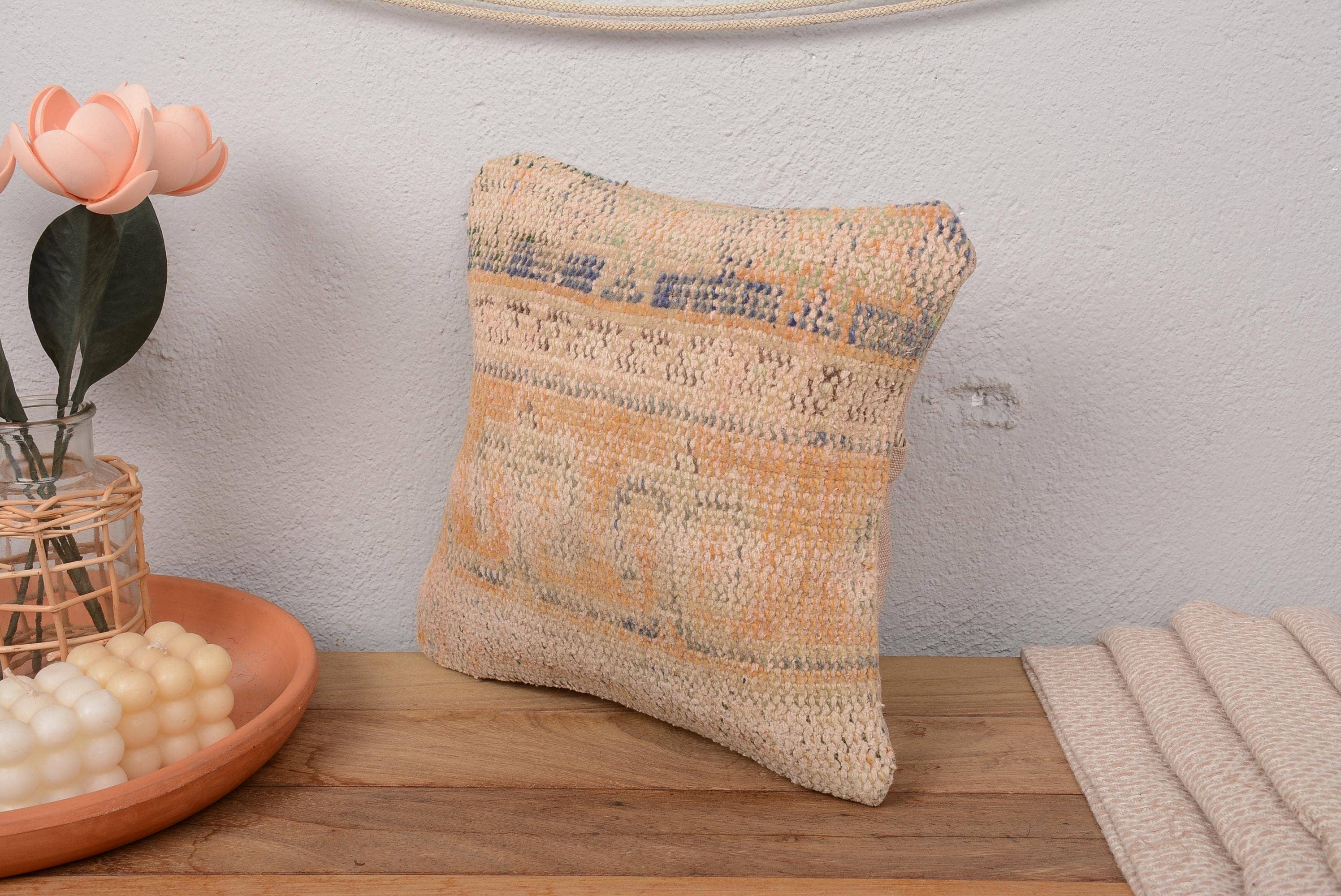 Vintage Boho Kilim Throw Pillow Cushion Sham 12x12