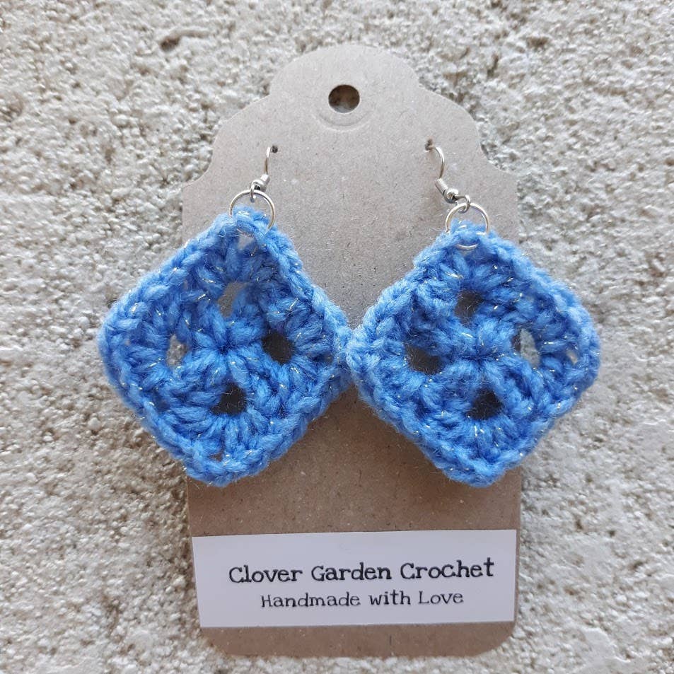 4101. Granny Square Drop Earrings in Bright Sparkling Colors