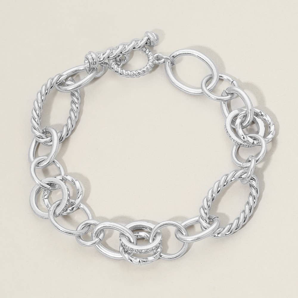 Chunky Mixed Link Statement Toggle Bracelet