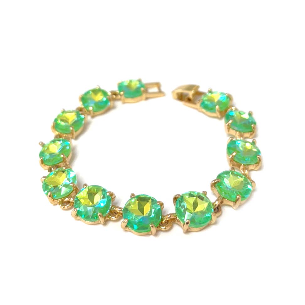 Round Cushion Cut Crystal Glass Linked Bracelet