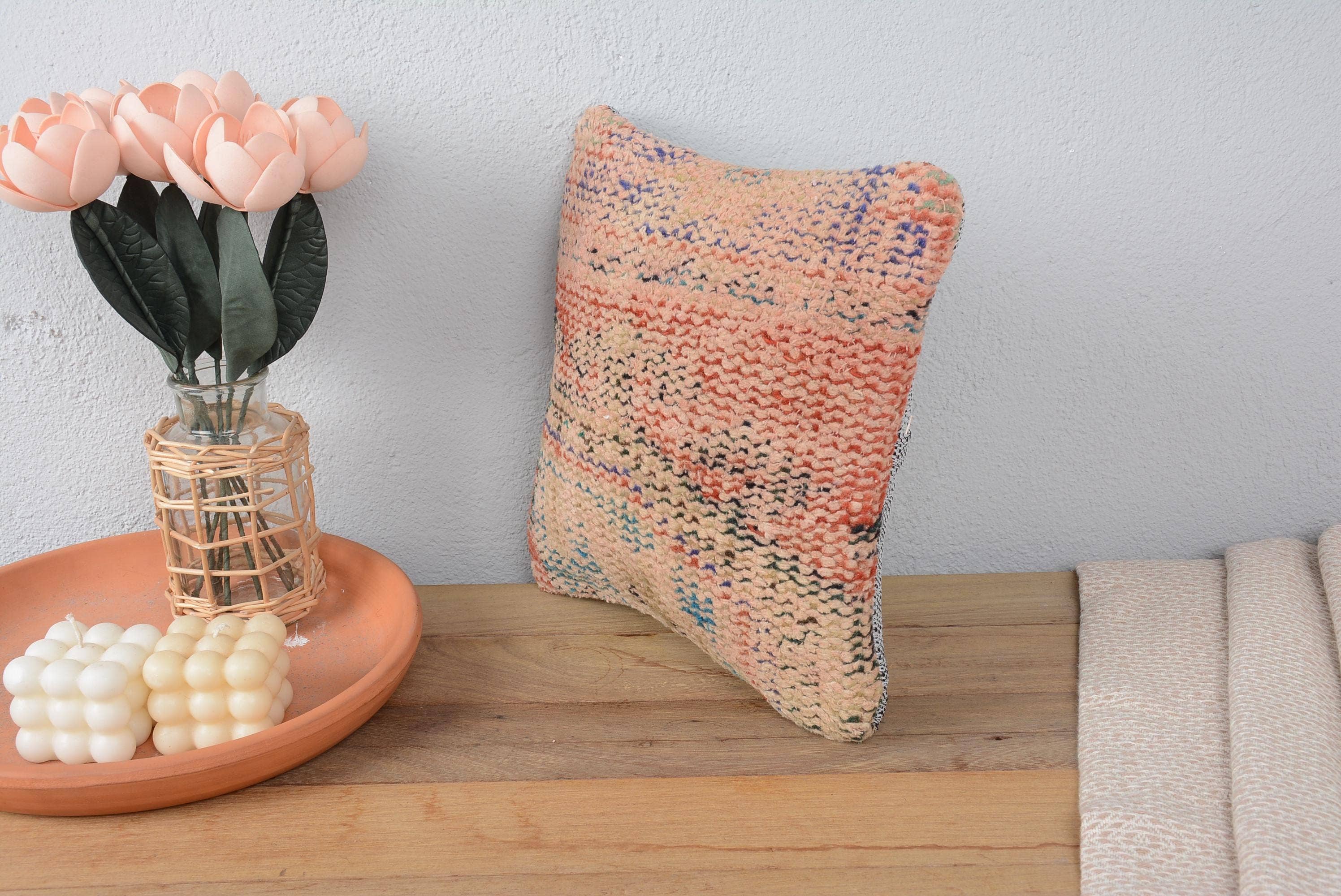 7118. Boho Home Decor Hand Knotted Pillow Sham Cover