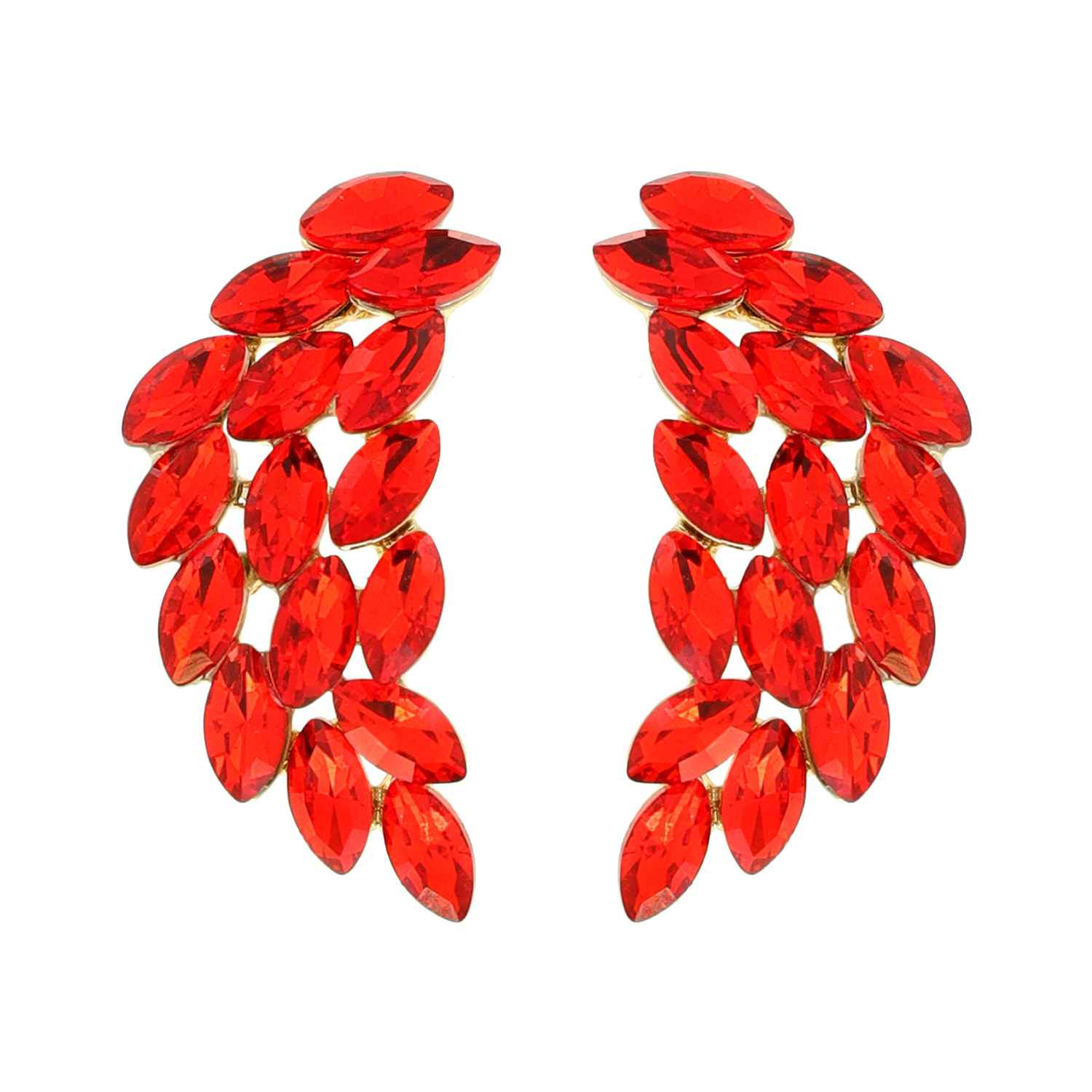 Marquise Gem Leaf Cluster Wing Earrings