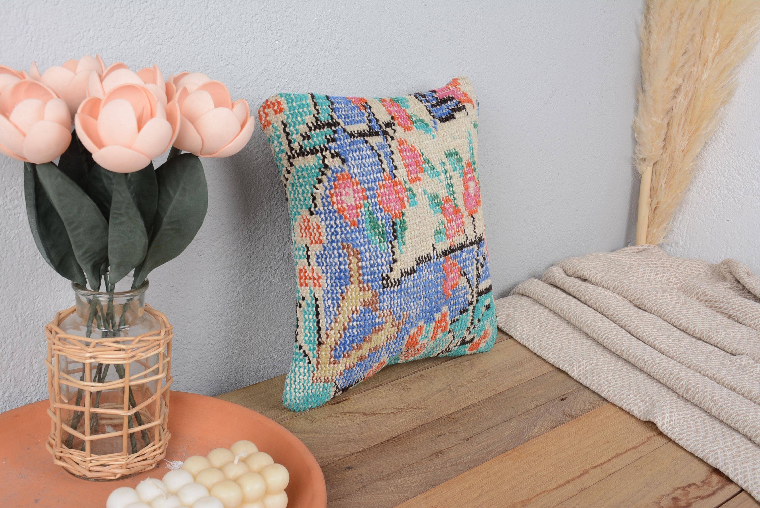 Vintage Boho Kilim Pillow Hand Knotted Cushion Sham