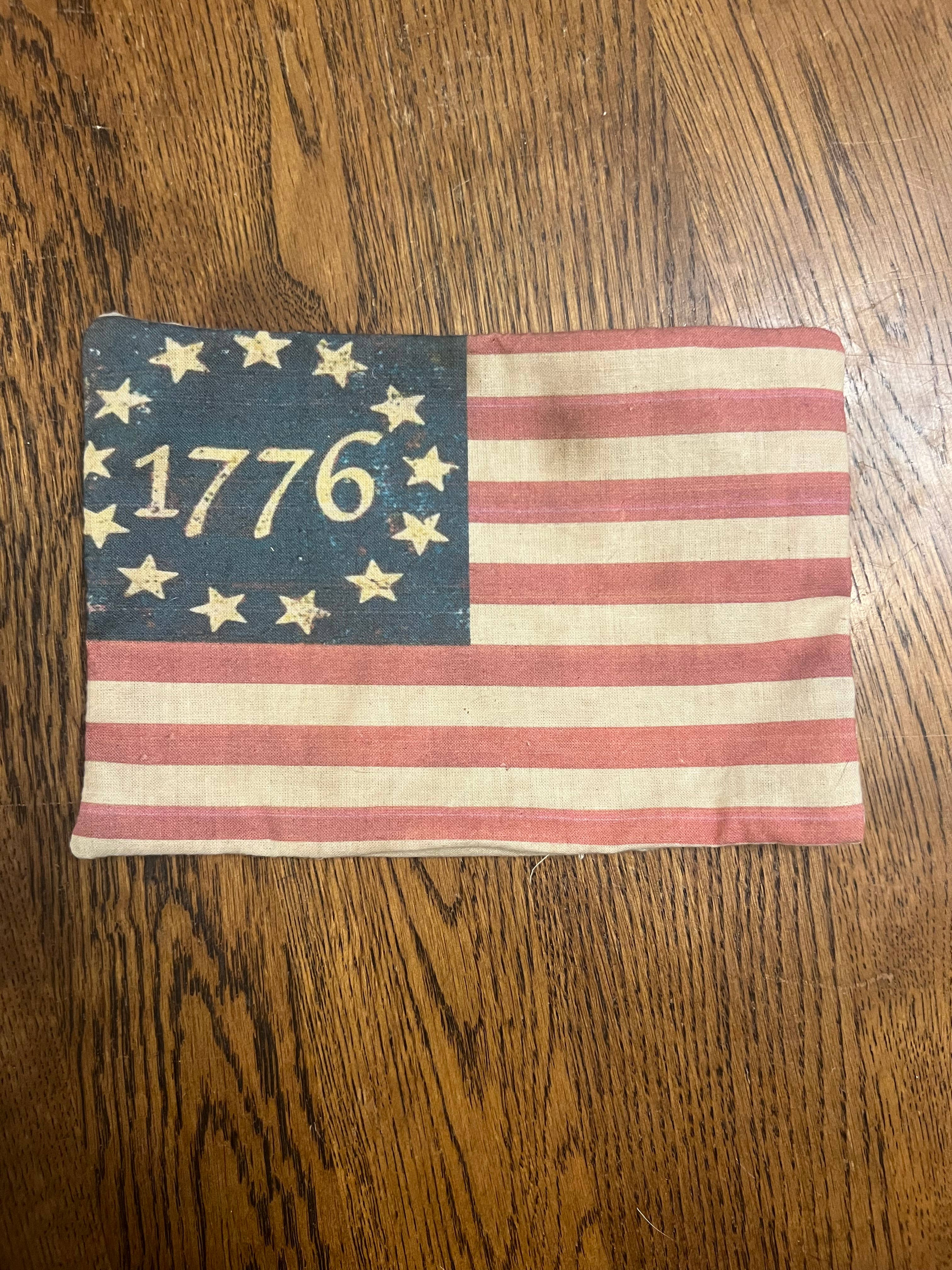 6360. Primitive handmade Printed Americana 5x7" stuffed pillows