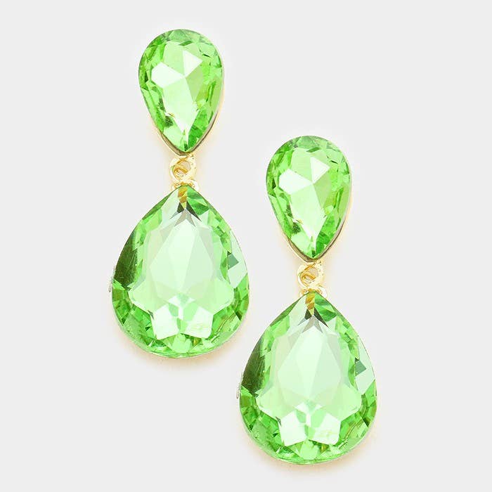 Glass Crystal Teardrop Evening Earrings