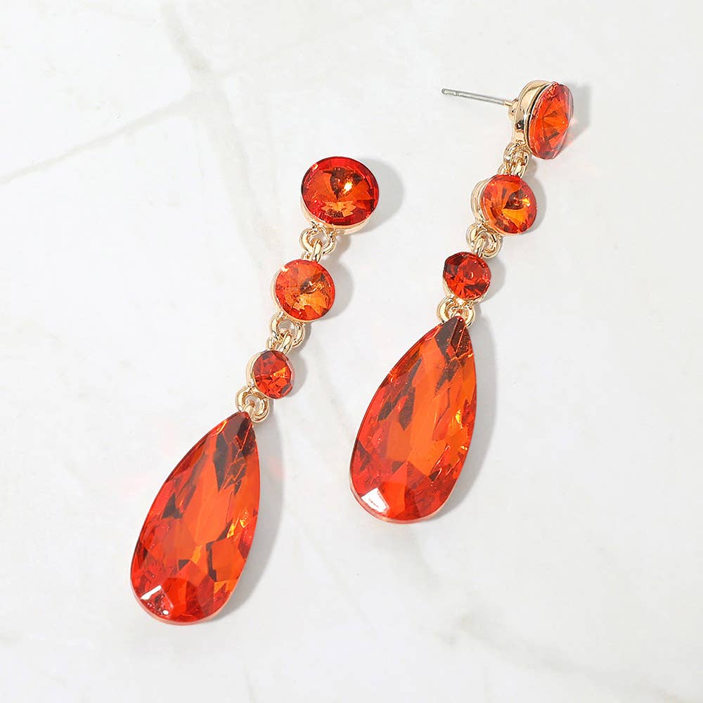 Elegant Multi Faceted Crystal Dangle Statement Earrings