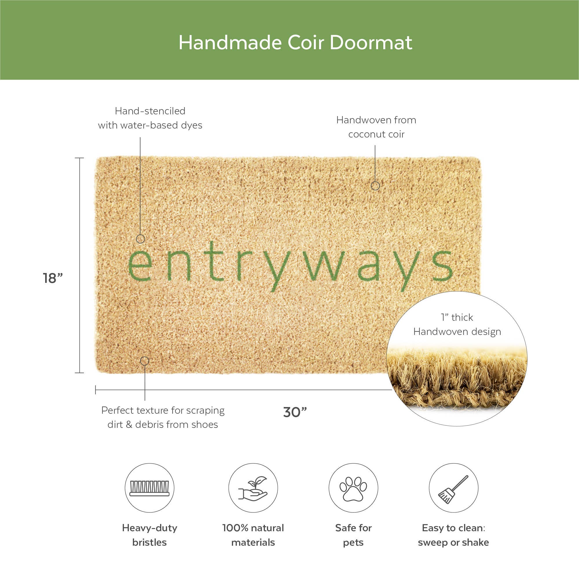 Vintage Blooms Handwoven Coconut Fiber Doormat