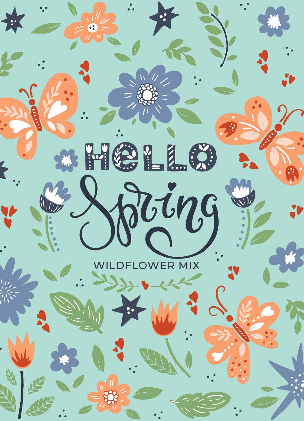2212. Hello Spring Blue Background - Wildflower Mix Seed Packets
