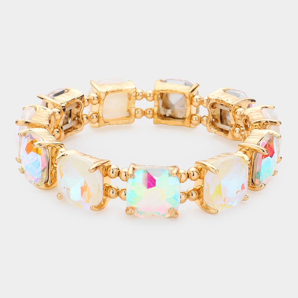 Cushion Square Stone Stretch Evening Bracelet