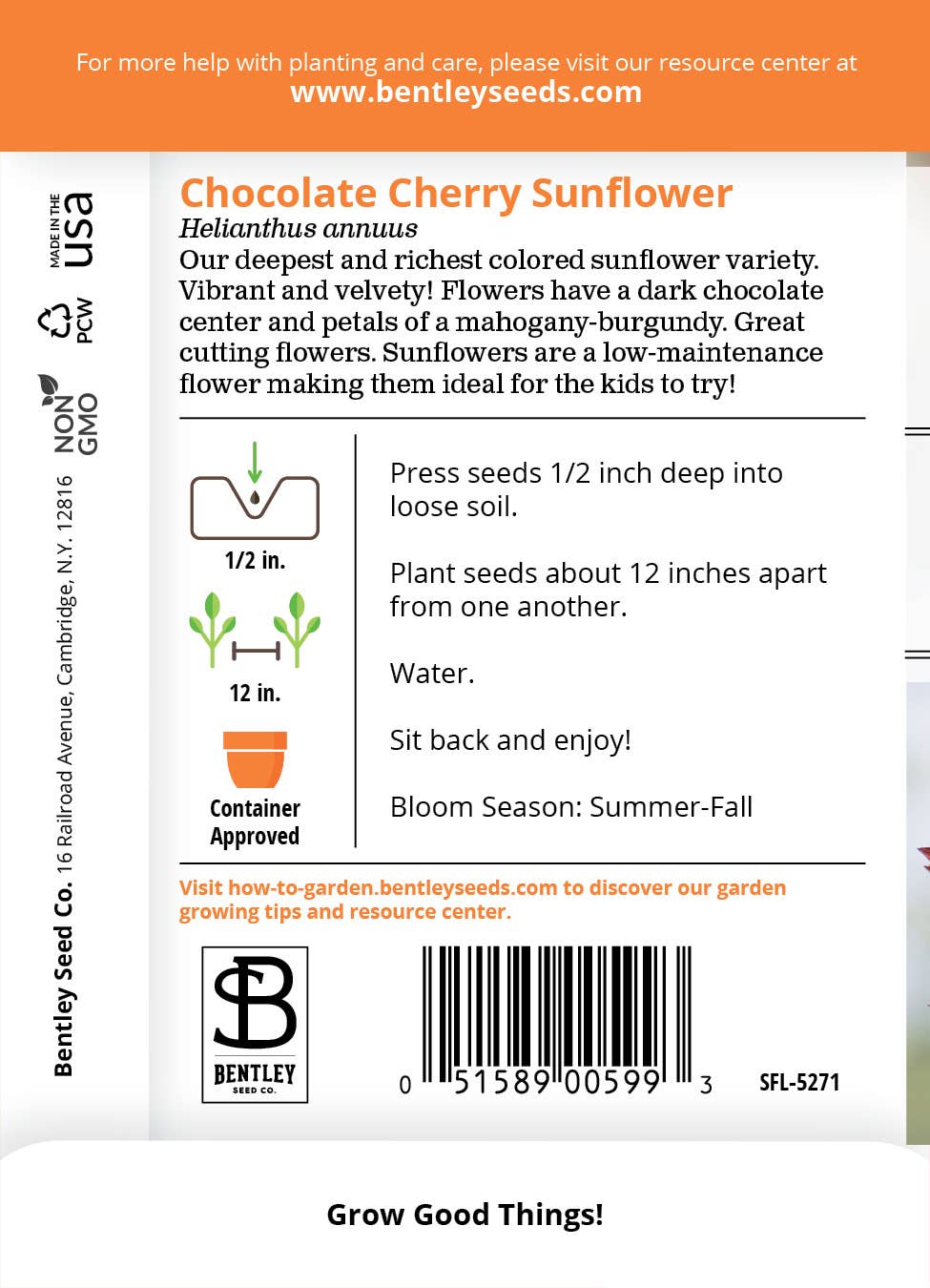 2209. Sunflower, Chocolate Cherry Seed Packets