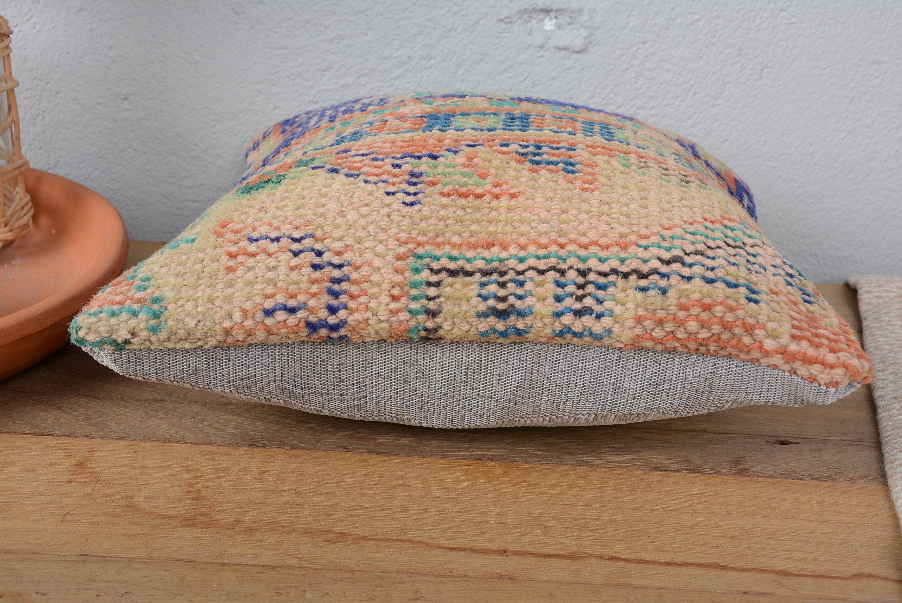 Turkish Kilim 12x12 Boho Sham & Green Pillow Cover