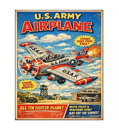 MS193 Vintage Style Tin Toy Metal Sign Airplane