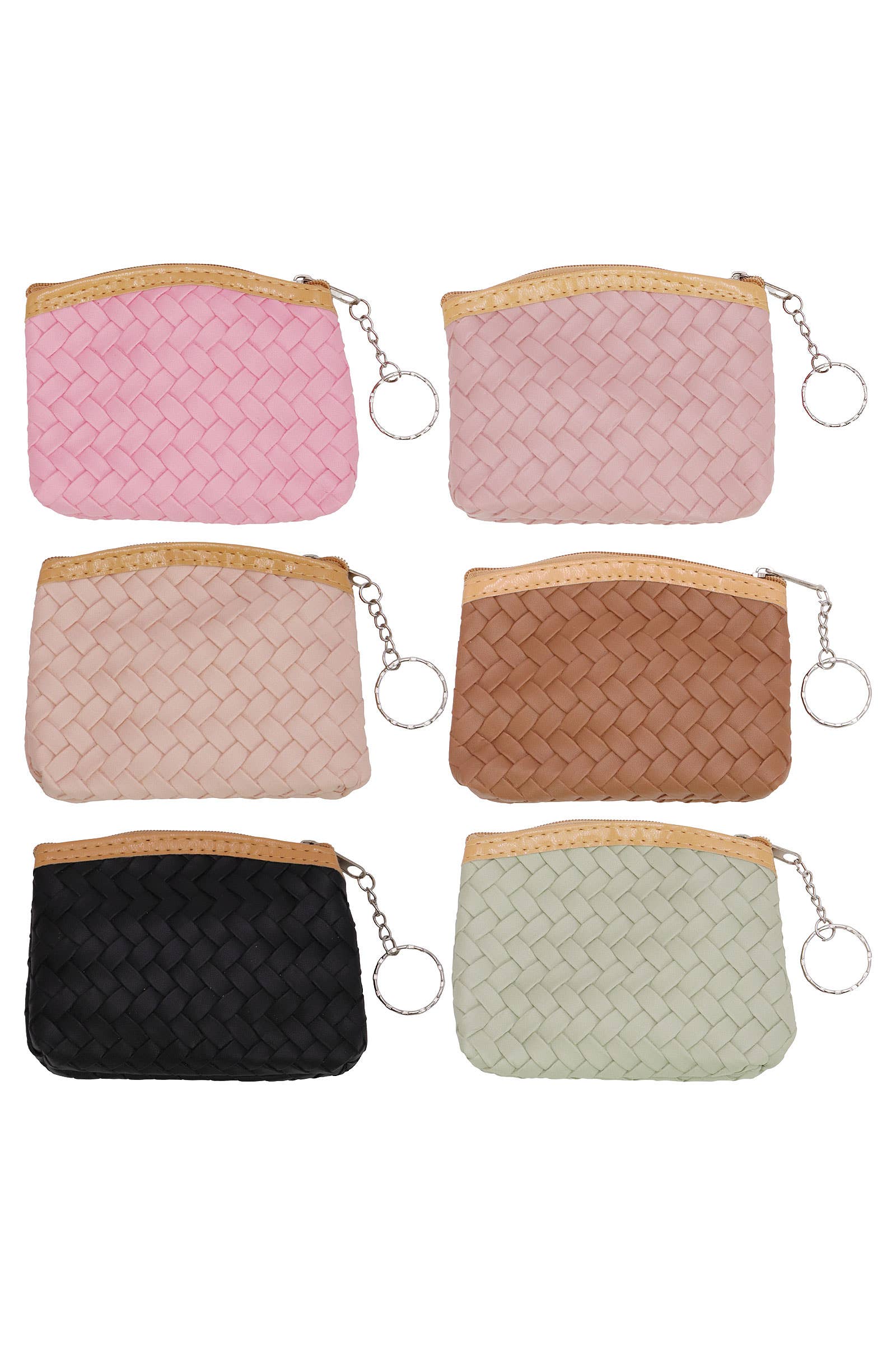 6210. Matte Basket Weave Vegan Leather Coin Purse