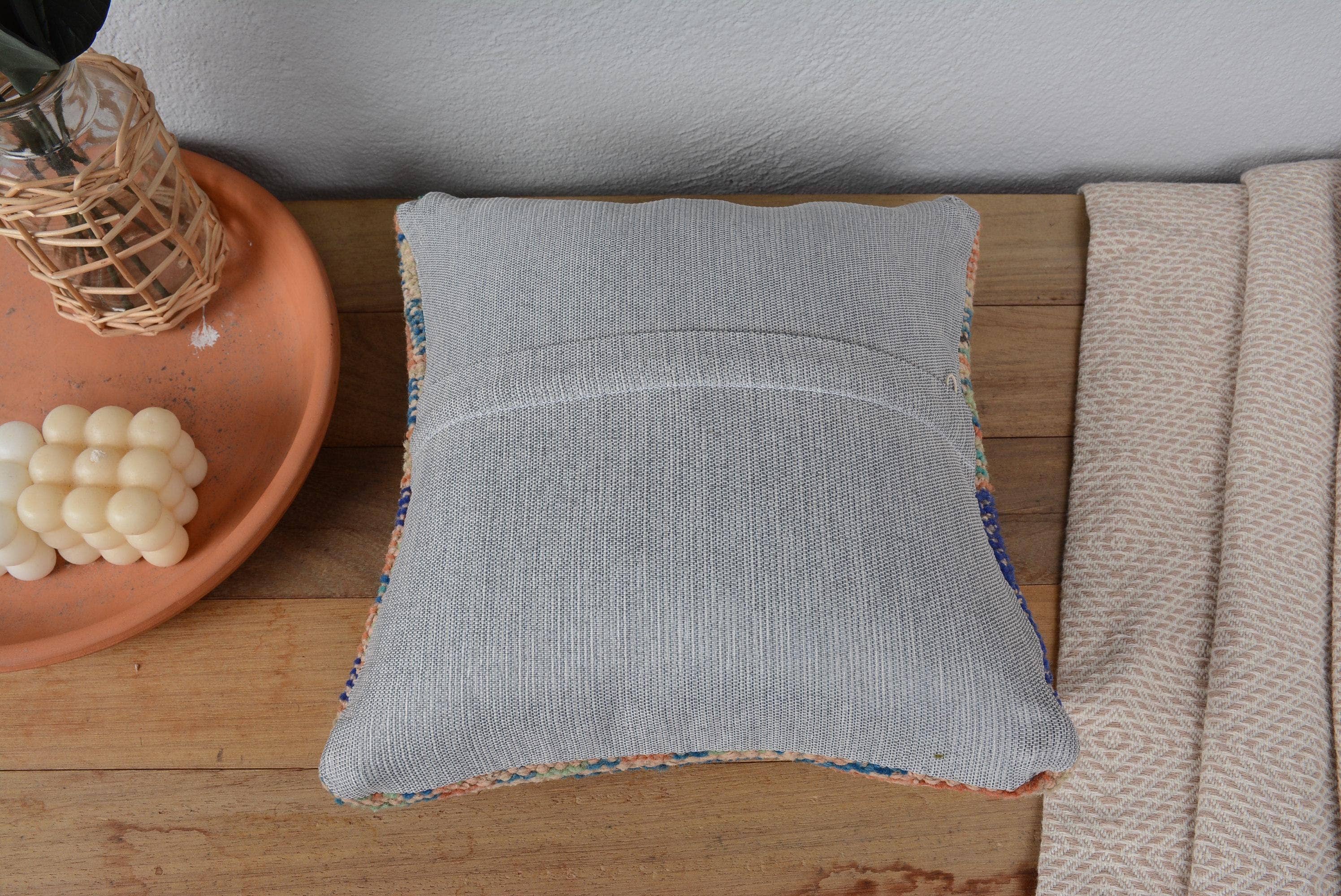 Turkish Kilim 12x12 Boho Sham & Green Pillow Cover