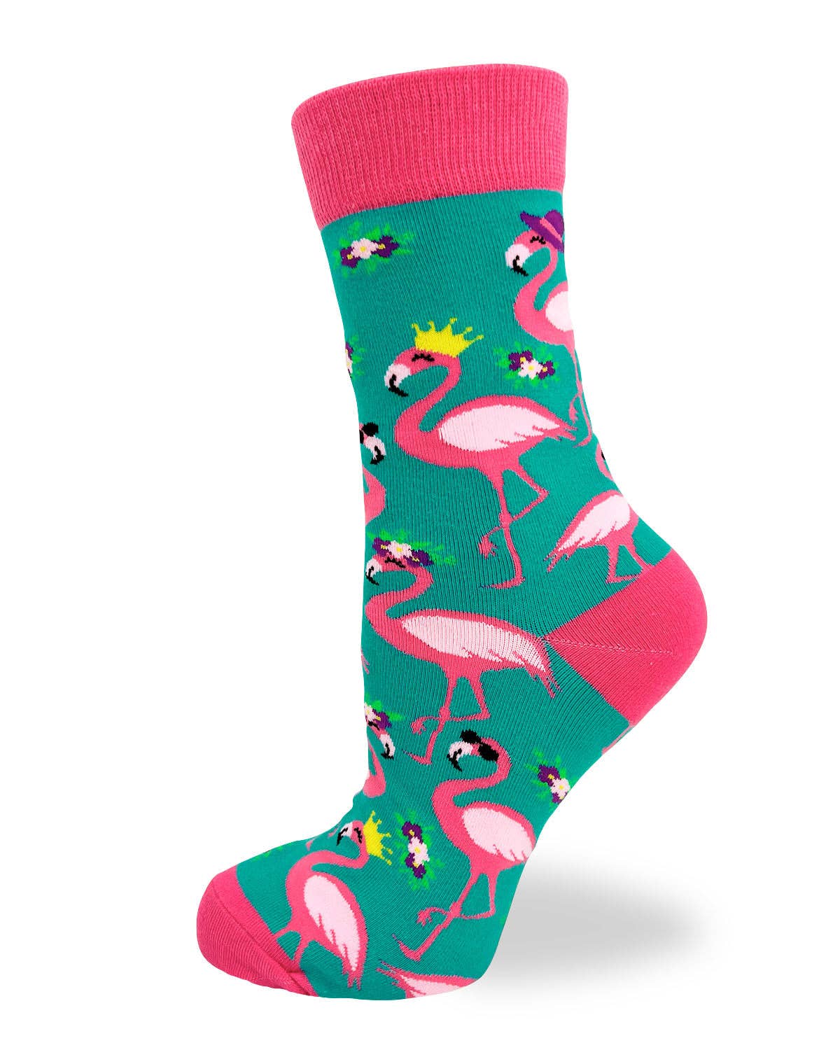 8603. I Don't Give a Flock Women's Crew Socks Featuring Pink Flami