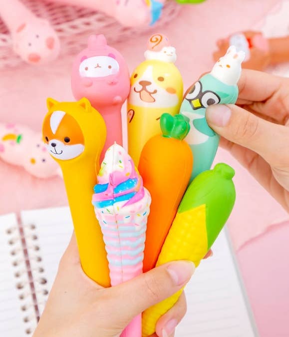 6503. Cartoon soft squishy stress-relief gel pens students gifts