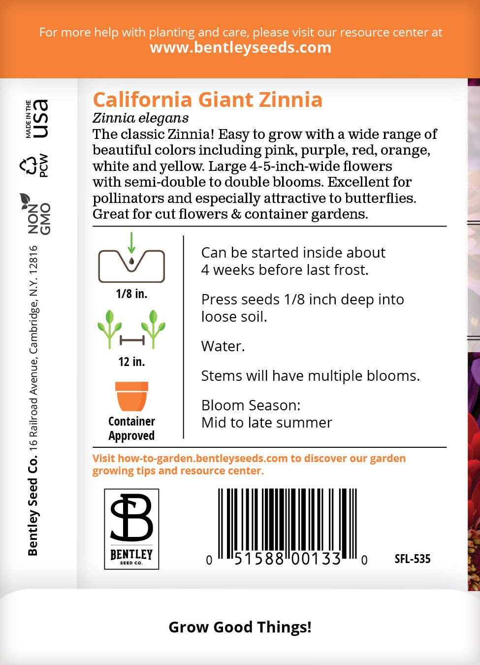 2219. Zinnia, California Giant Mixed Seed Packets