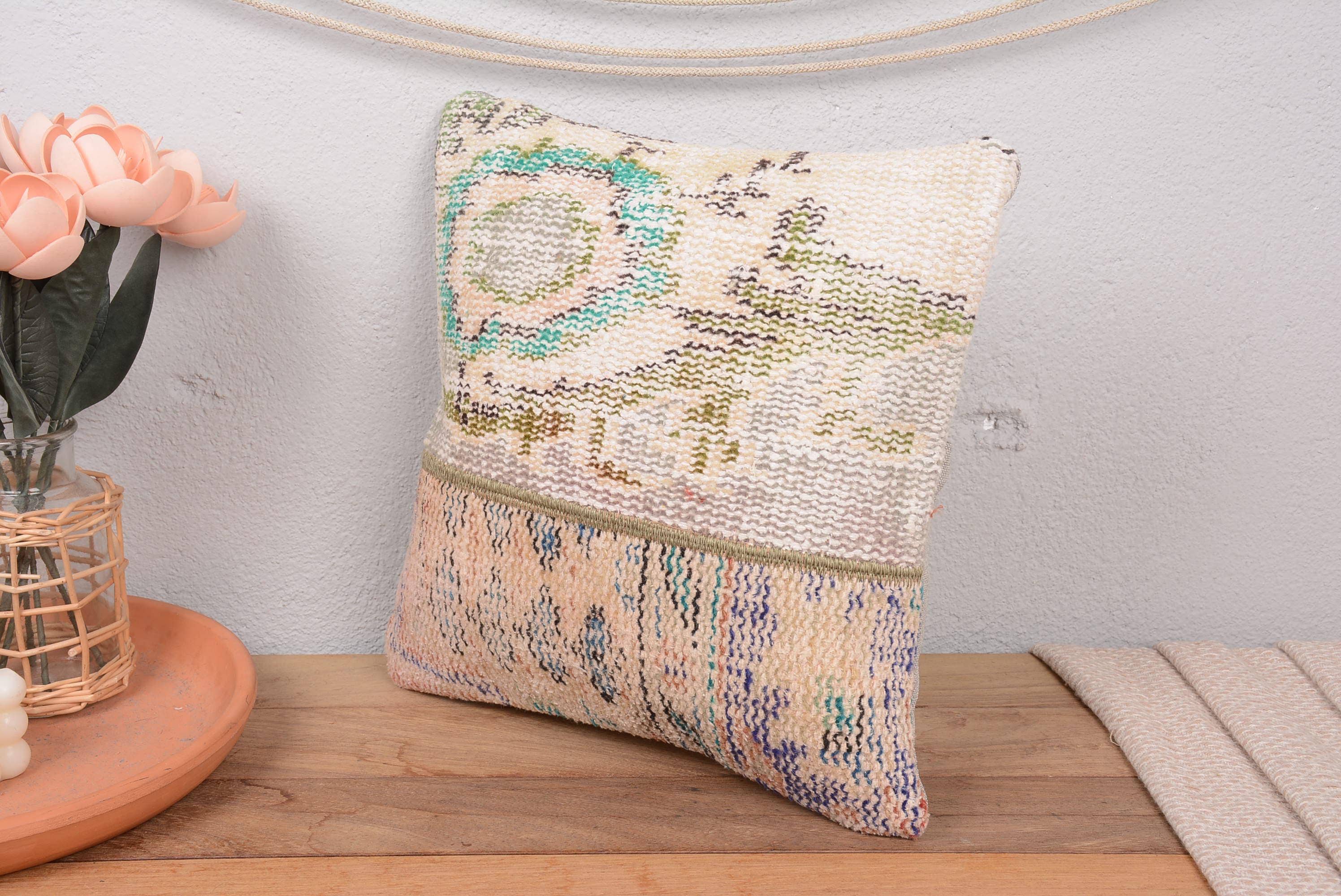 Vintage Kilim Patchwork Hand Knotted Pillow Cover