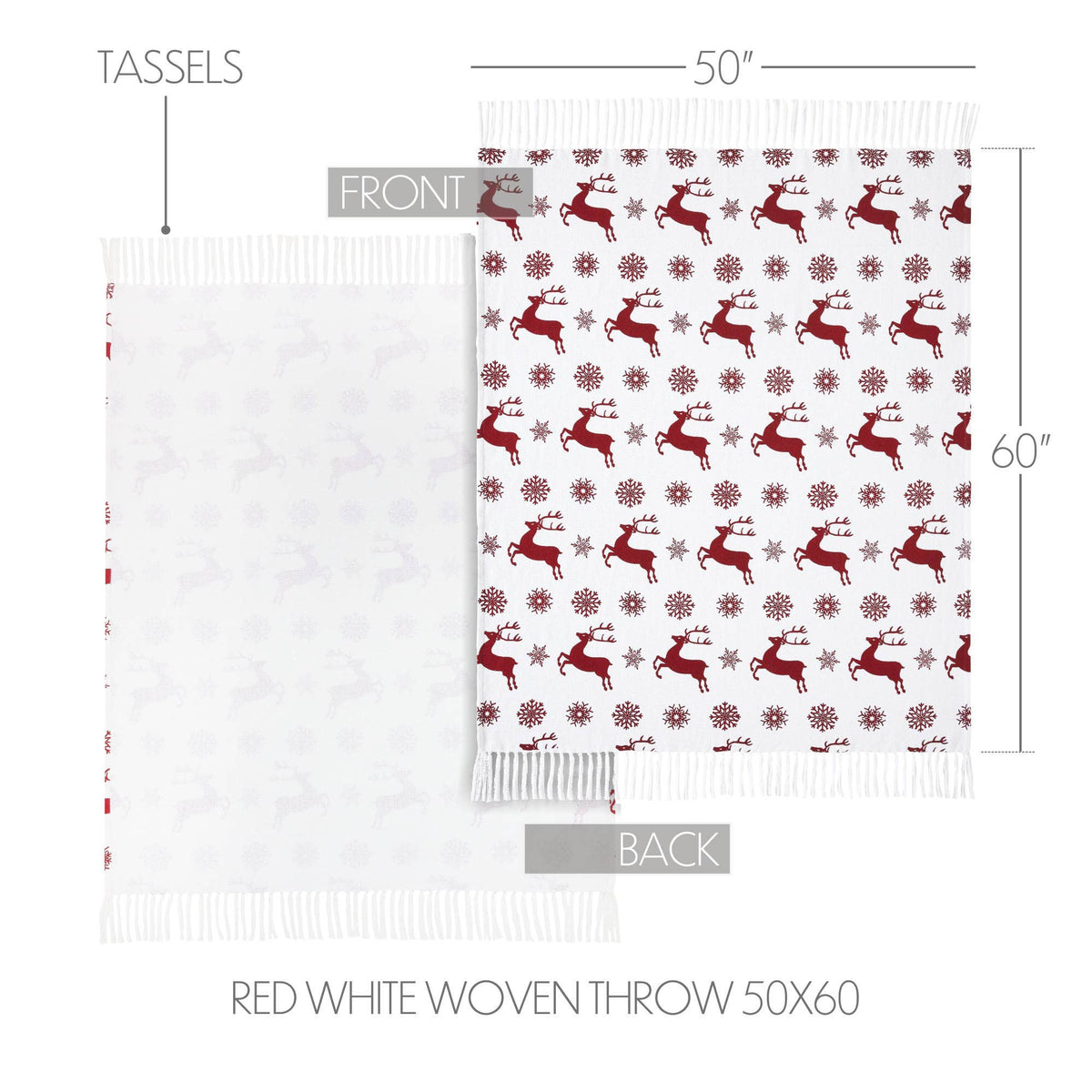 Red Reindeer Christmas Throw Blanket 50x60 Scandia