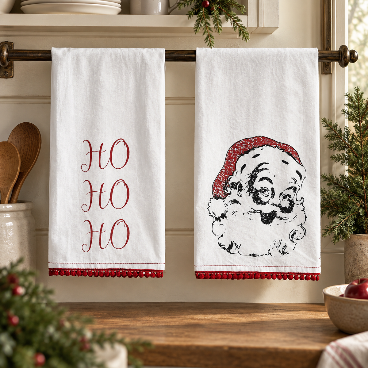 Vintage Santa Christmas Kitchen Towels Set of 2 – Kringle