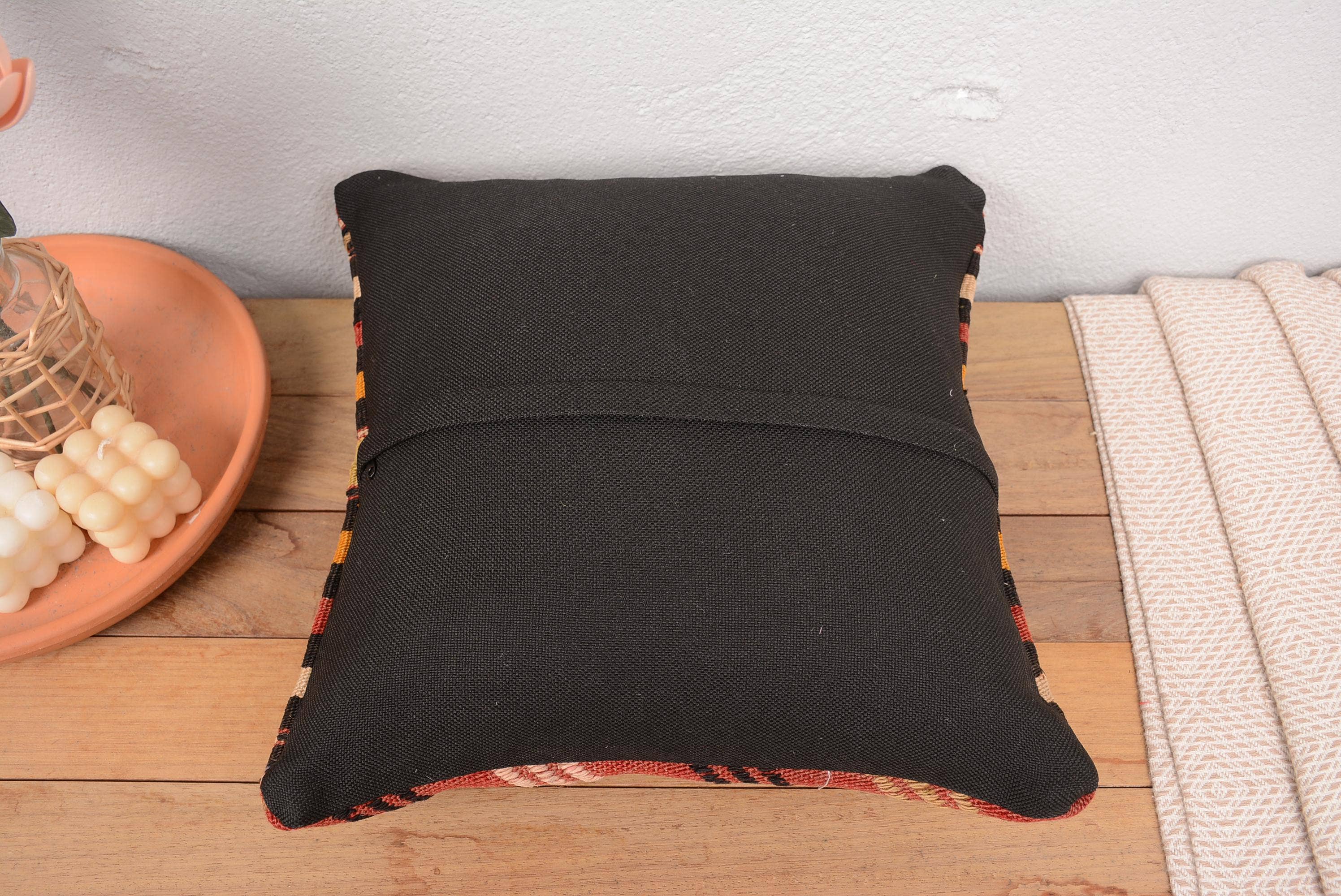 Boho Turkish Kilim Pillow Sham Cover 16x16 Vintage Striped