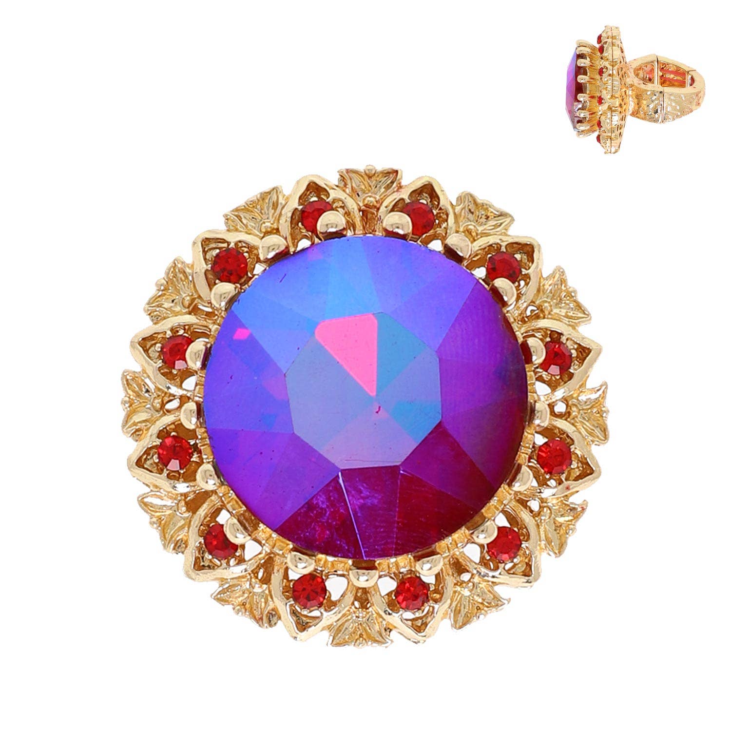 Vitrail Gemstone Hammered Metal Stretched Ring