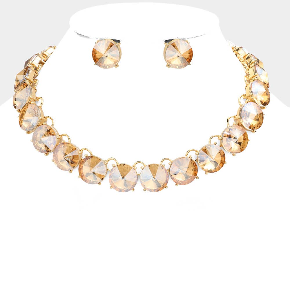 Round Stone Link Evening Necklace