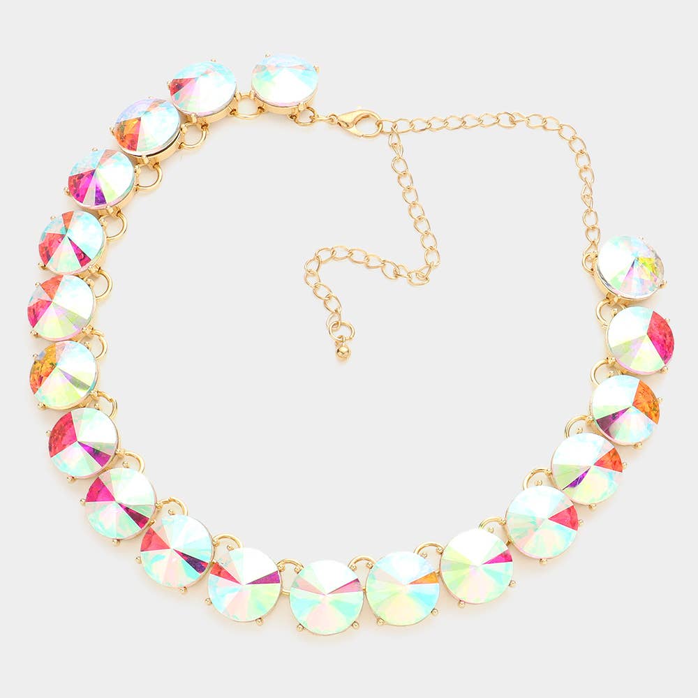 Round Stone Link Evening Necklace