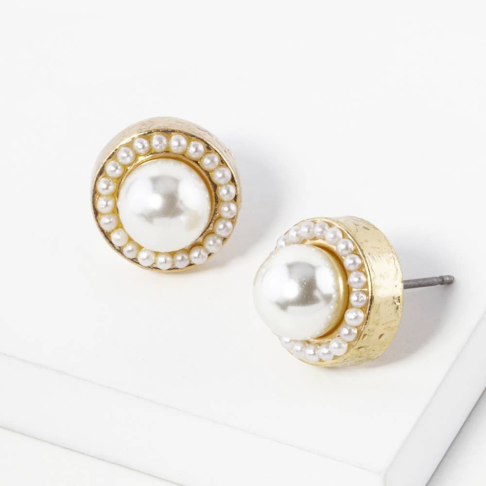 Round Crystal Halo Stud Earrings