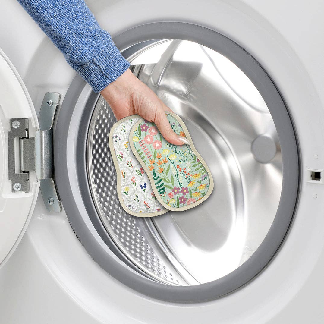 Wildflowers Microfiber Scrubbie Set, Dual-Side Cleaning Pads