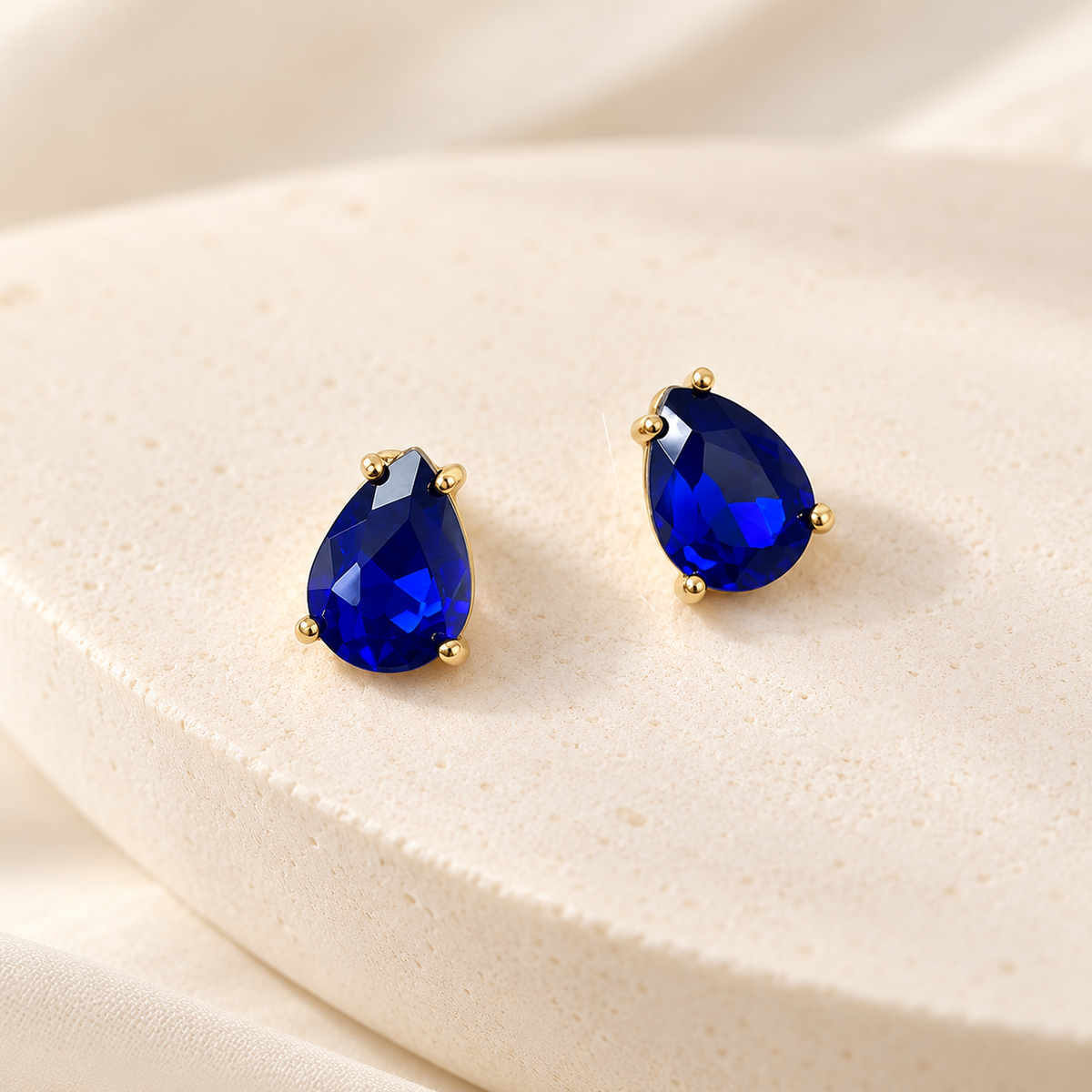 Sterling Silver S925 Post Teardrop Glass Stud Earrings