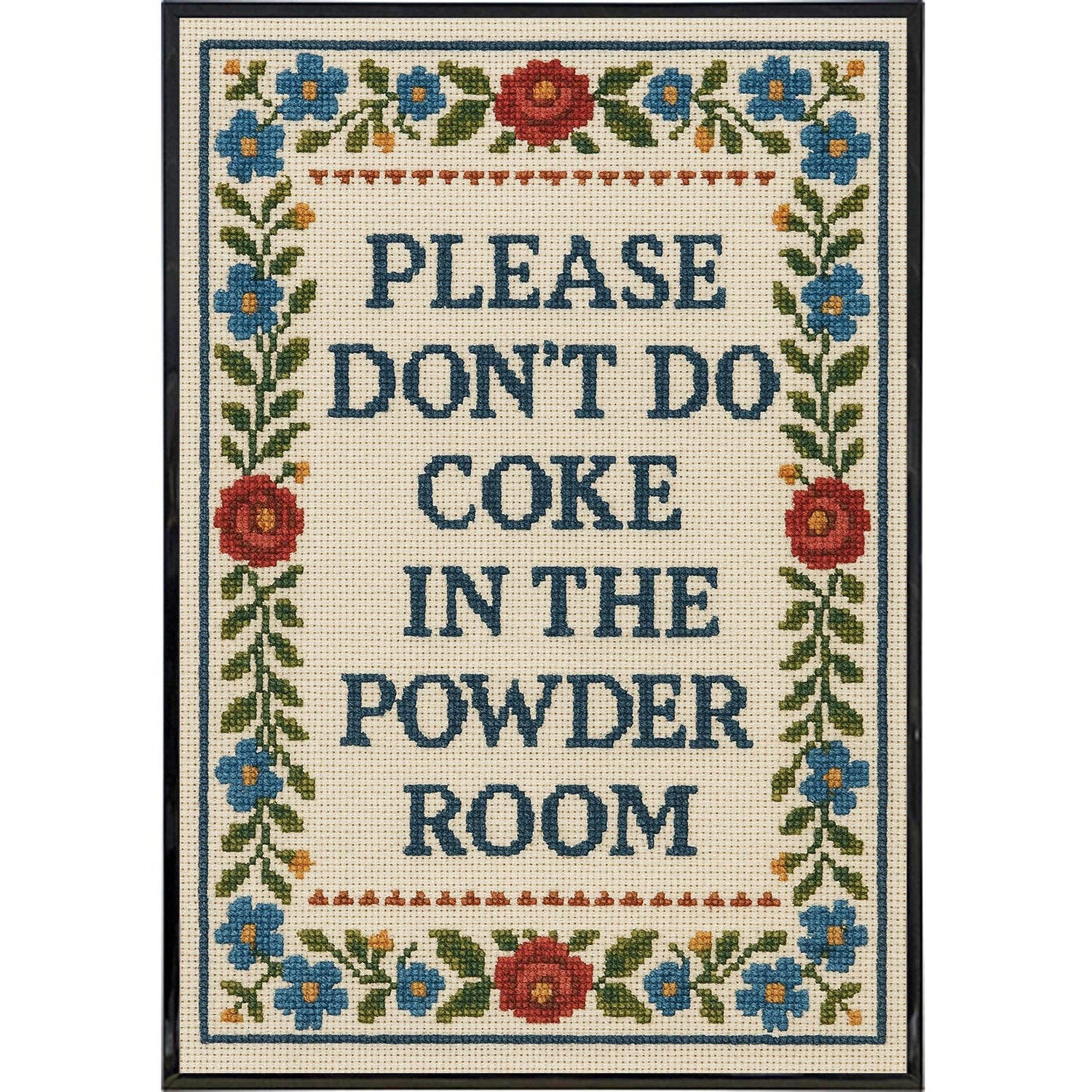 7202. Please Don't Do Coke Needlepoint Poster Print