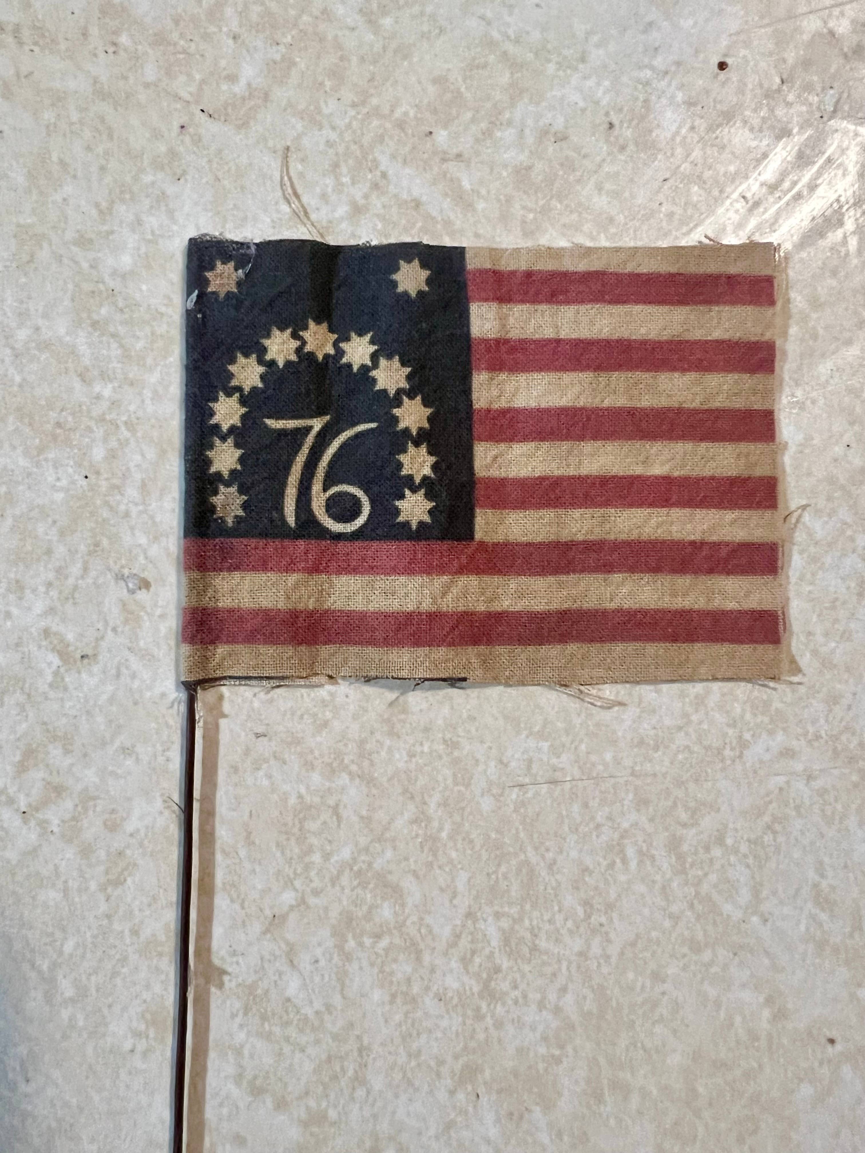 6359. Primitive handmade Americana mini flags set of 6