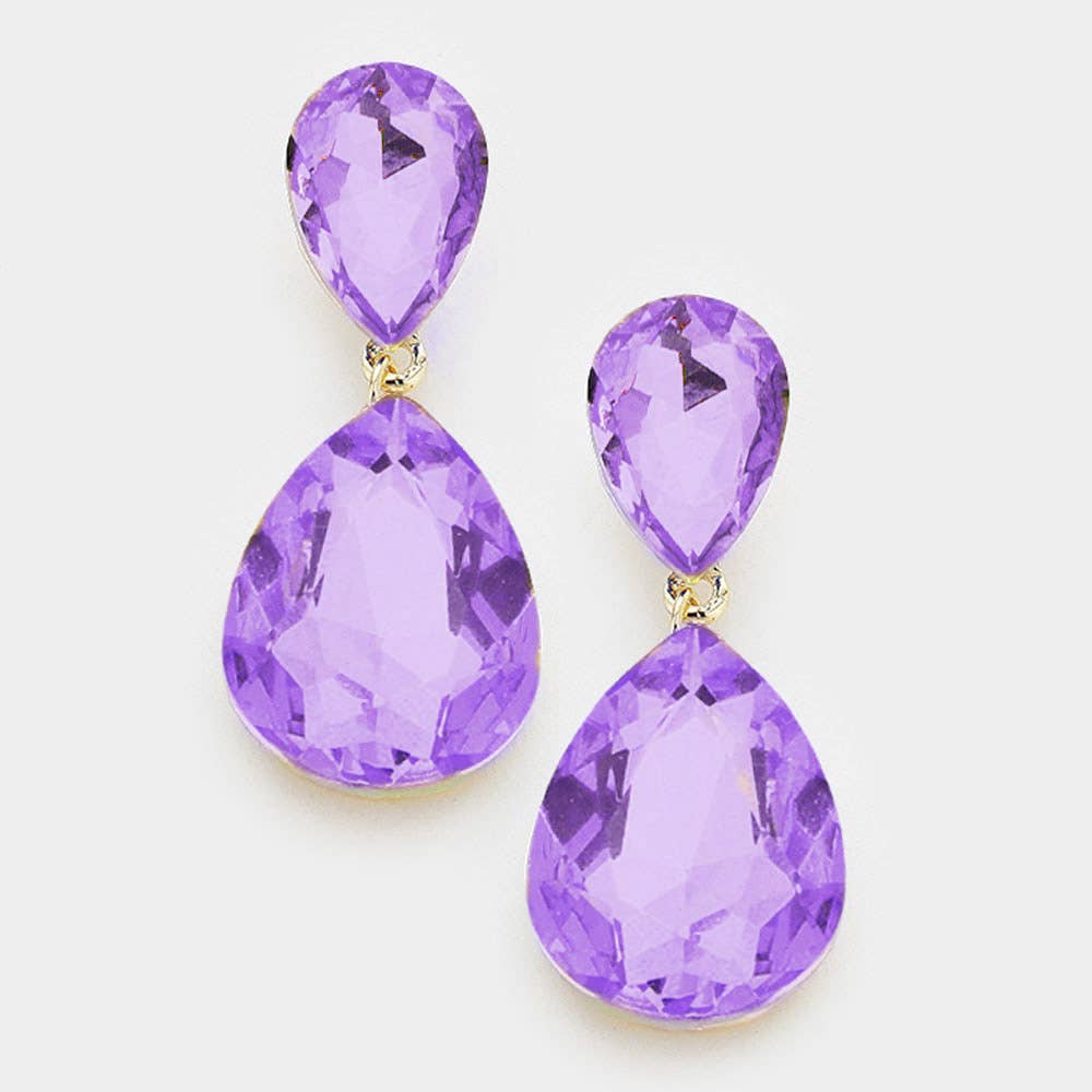 Glass Crystal Teardrop Evening Earrings