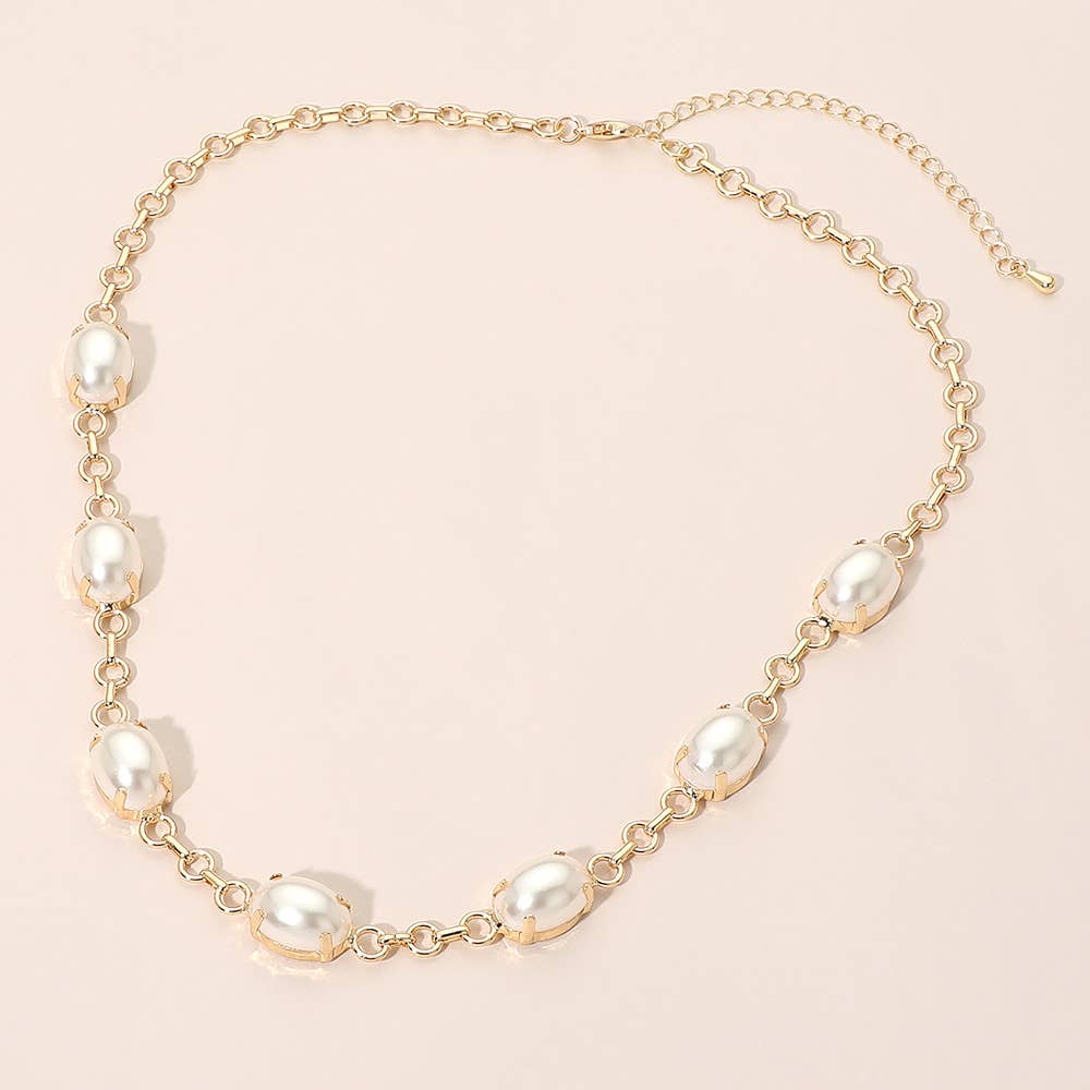 Oval Gem Cluster Station Evening Necklace