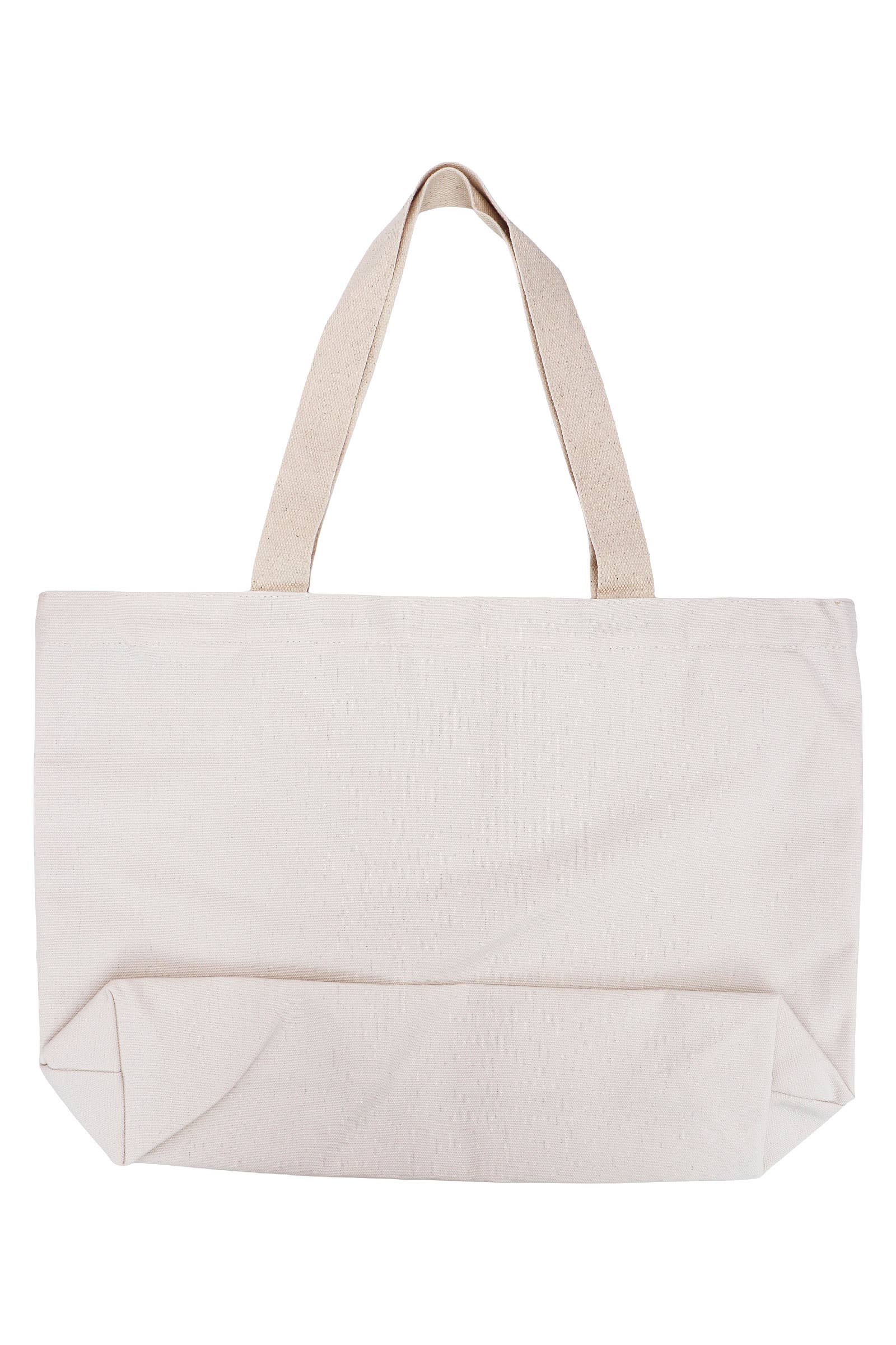 6206. Plain Blank Versatile Zippered Wide Canvas Tote Bag