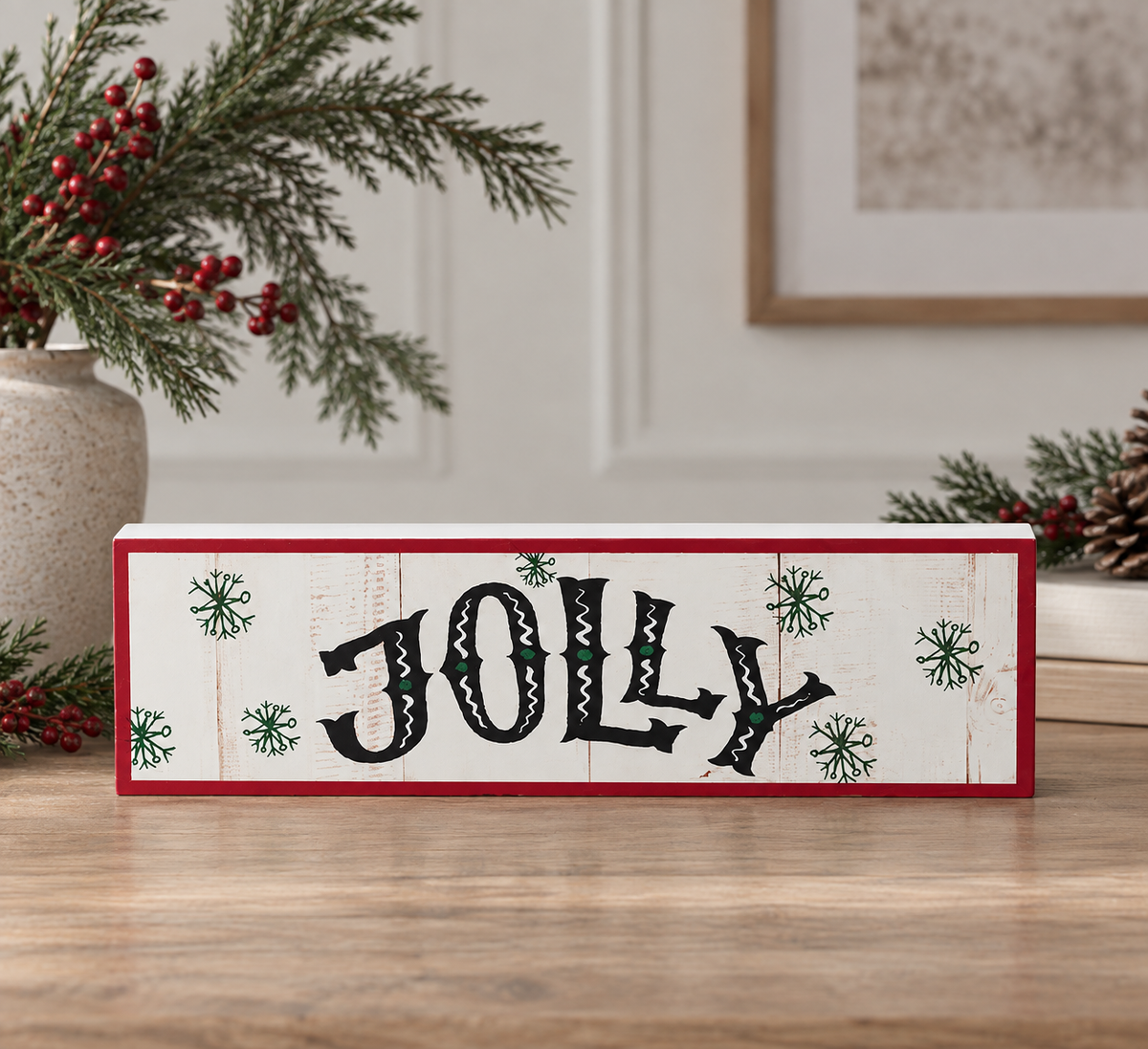 Jolly Christmas Block Sign 3x10