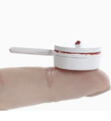 8317. Dollhouse Miniature Enamelware Pan - 1-1/4" x 3/4" Dia.