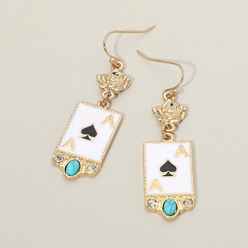 Vintage Boho Playing Card Drop Earrings