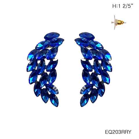Marquise Gem Leaf Cluster Wing Earrings