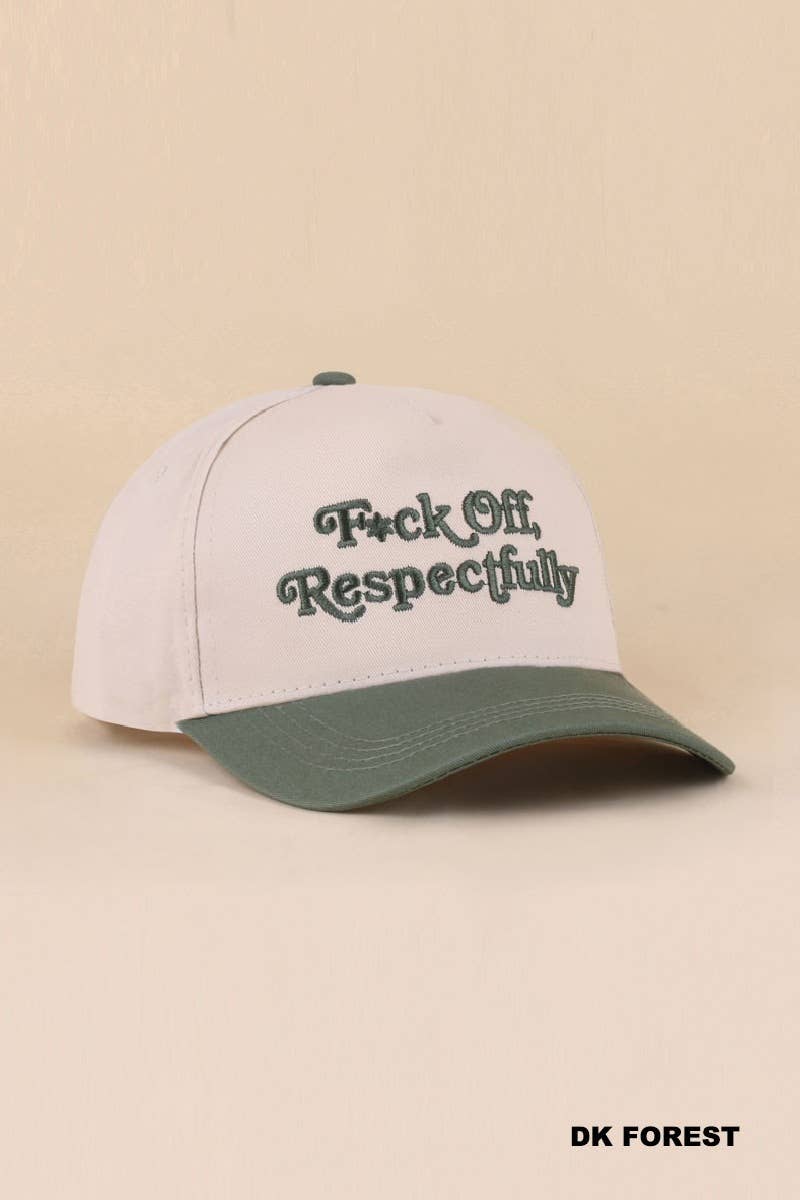 Fxck Off, Respectfully Two Tone Canvas Cotton Cap