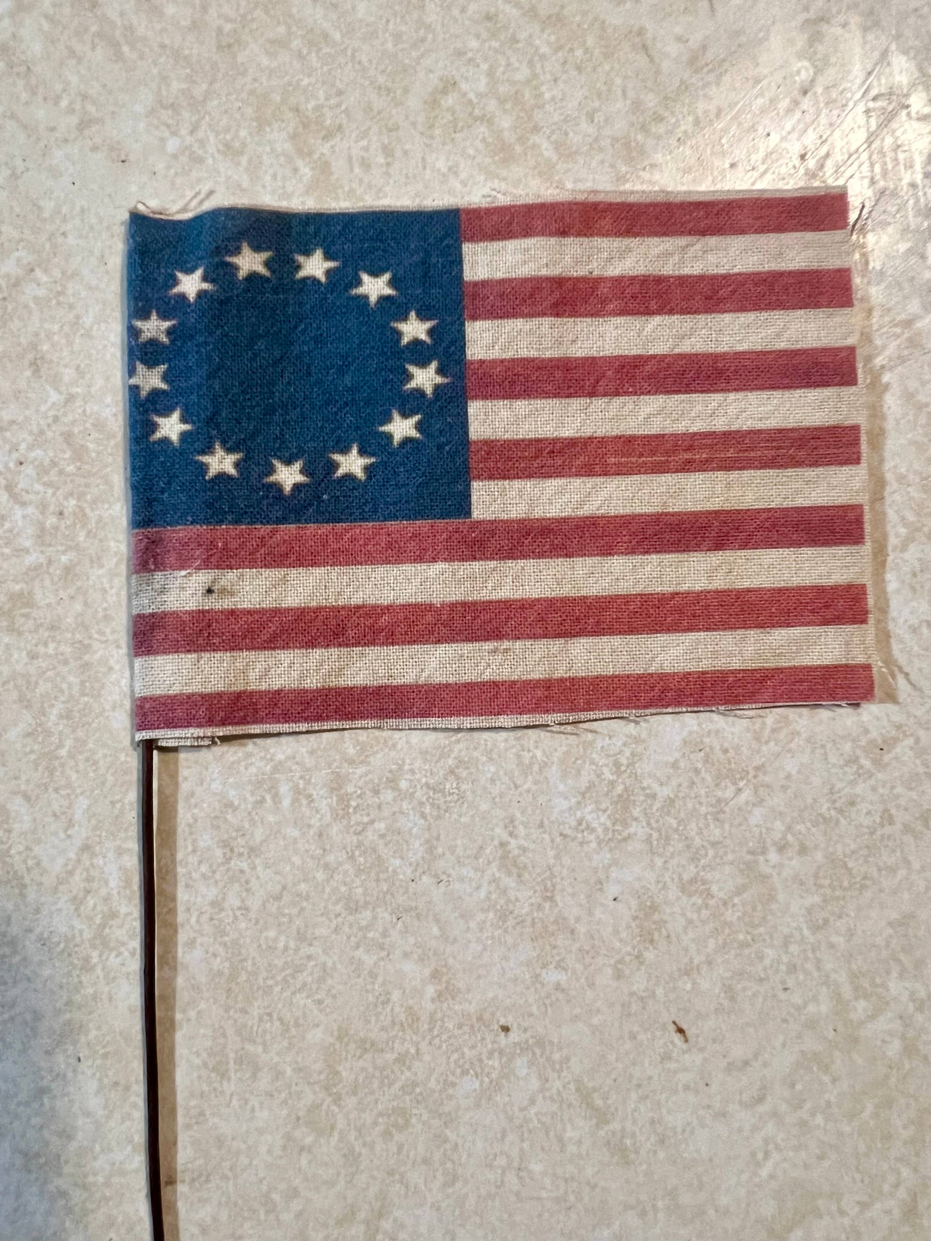 6359. Primitive handmade Americana mini flags set of 6