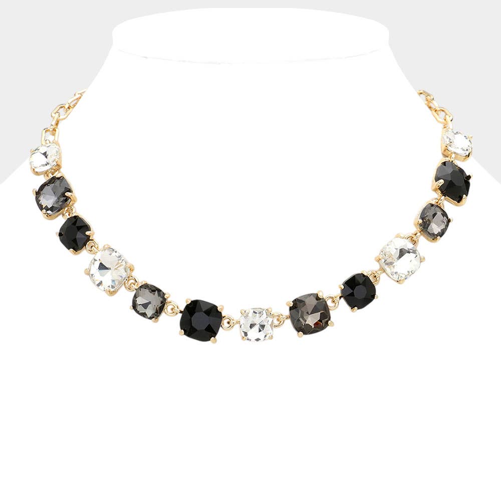 Cushion Square Stone Link Evening Necklace