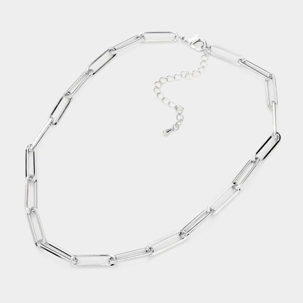 Open Metal Oval Link Necklace