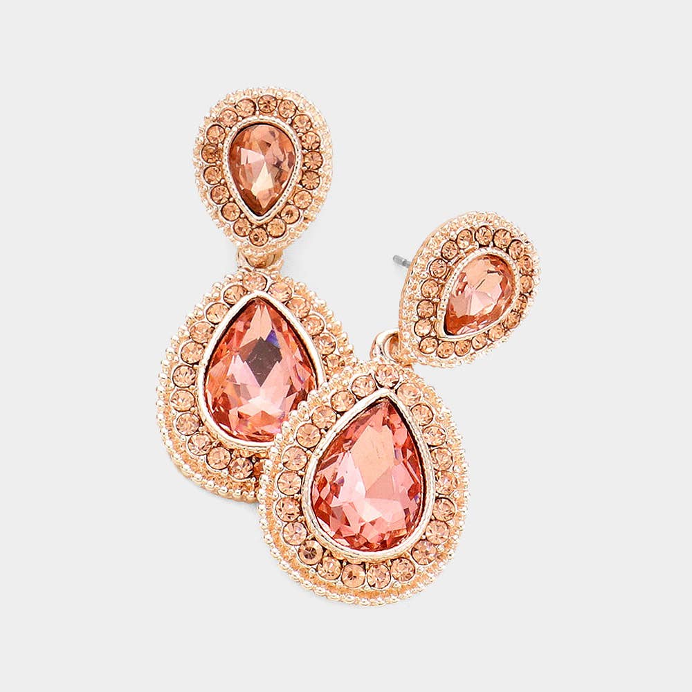 Rhinestone Trim Teardrop Evening Earrings