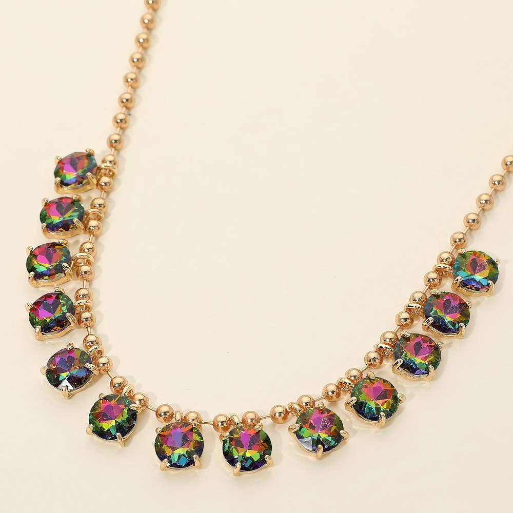 Cushion Teardrop Round Stone Link Evening Necklace