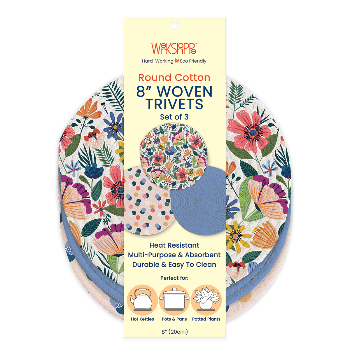 Field of Flowers Cotton Kitchen Trivets, Spring Decor Gift